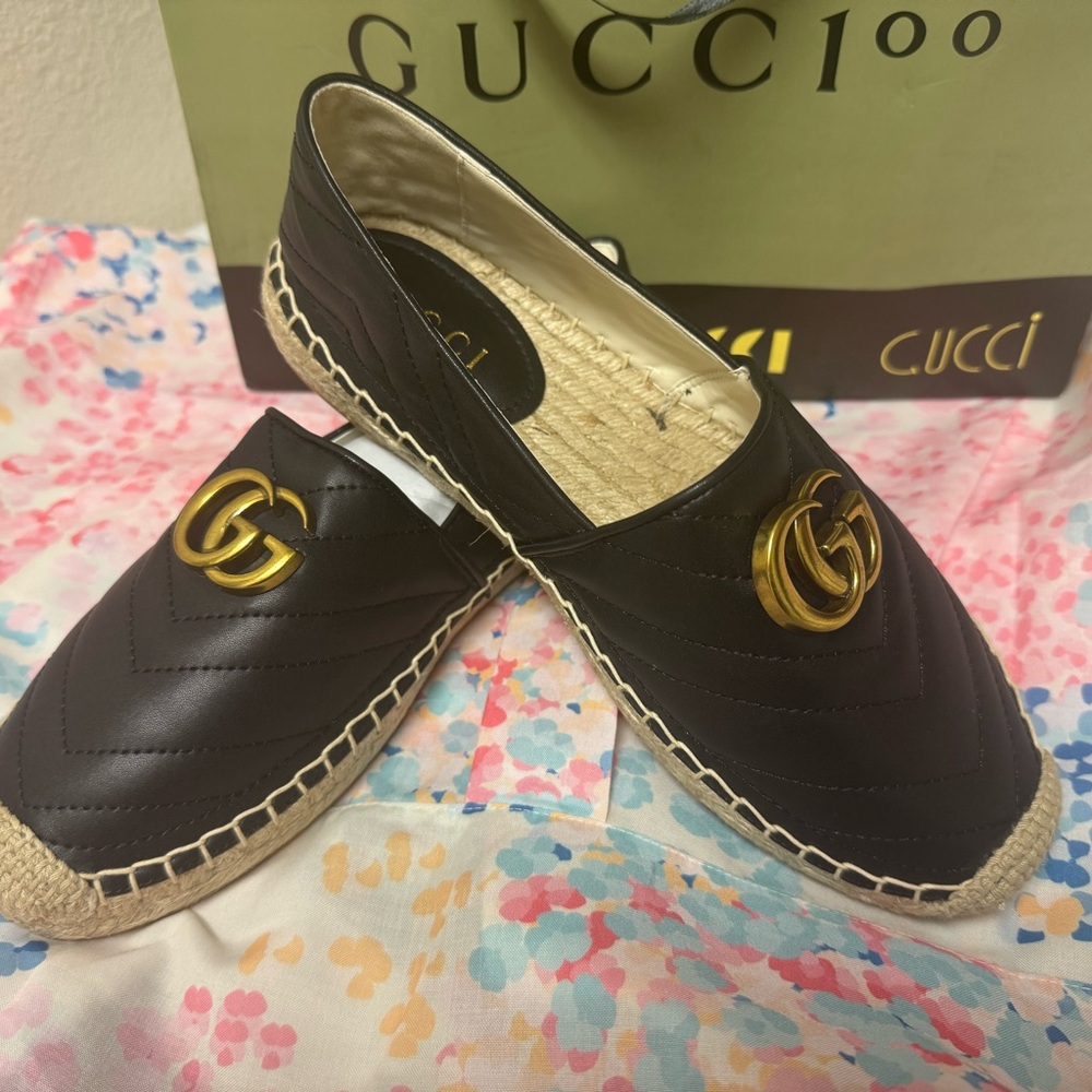 Gucci Black and Gold Espadrilles